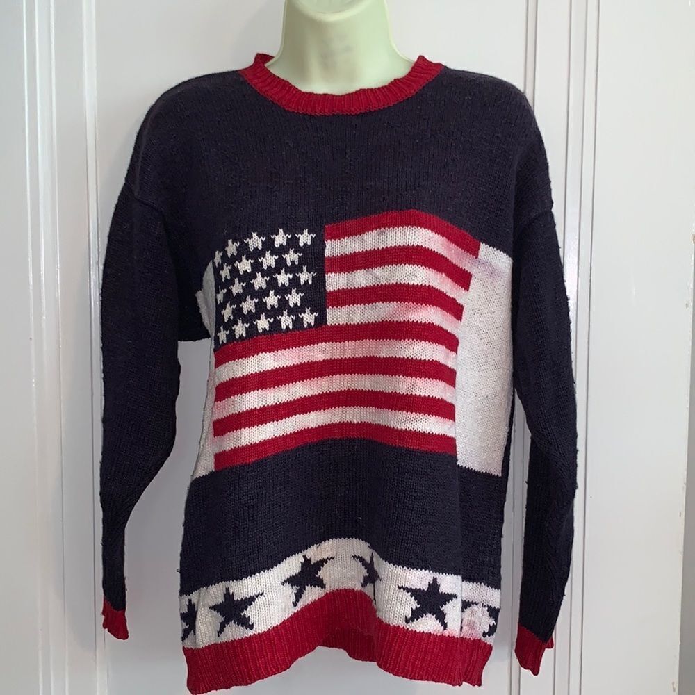 ‎Vtg Talbots American Flag ramie/cotton sweater